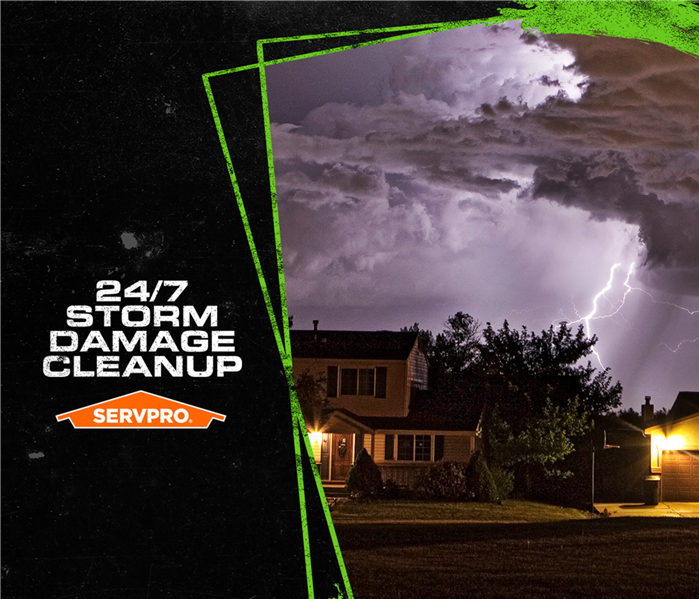 storm damage cleanup poster with lightning